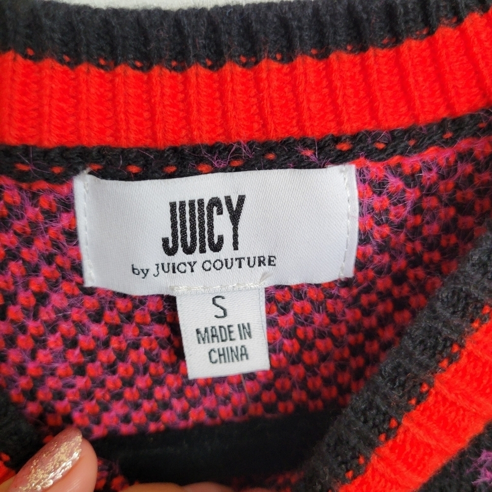 Juicy Couture Spellout Logo Chevron Crowns Sweater Small NWT Regal LiquoriceY2K - Picture 13 of 17